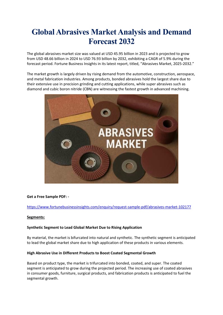 global abrasives market analysis and demand n.w