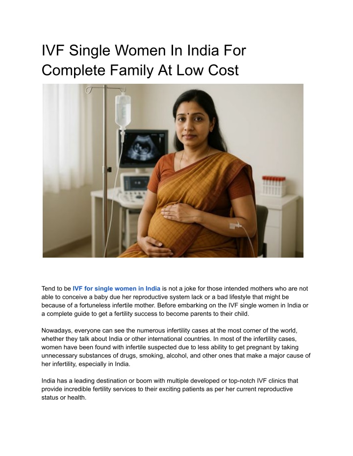 ivf single women in india for complete family n.w