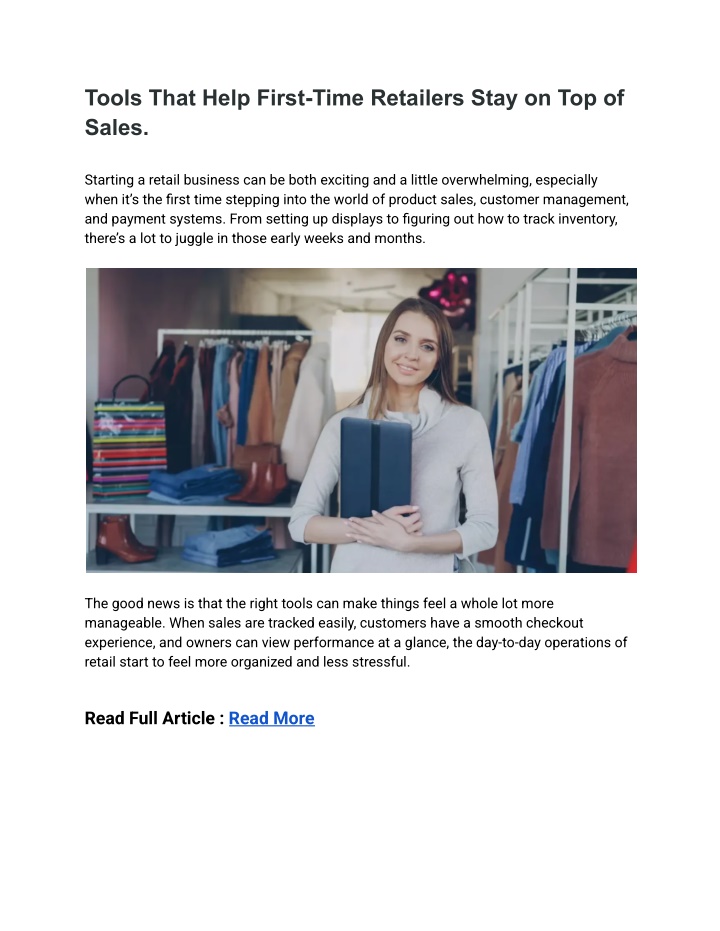tools that help first time retailers stay n.w