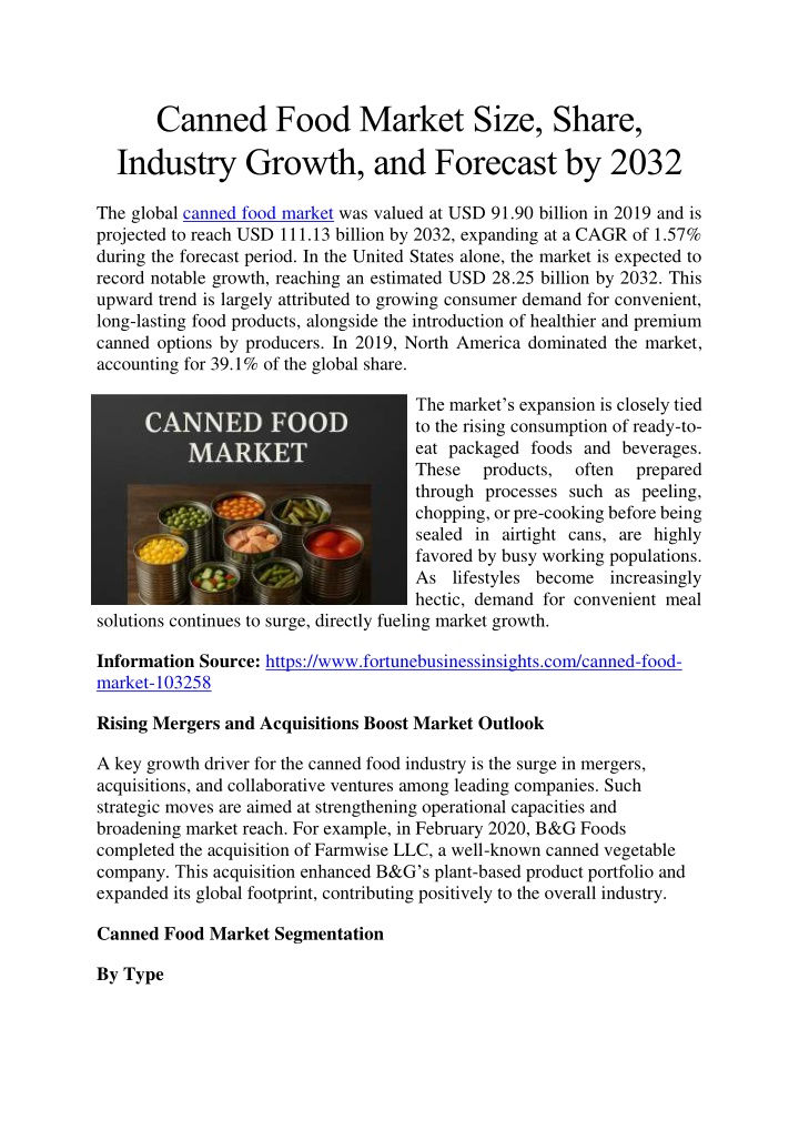 canned food market size share industry growth n.w