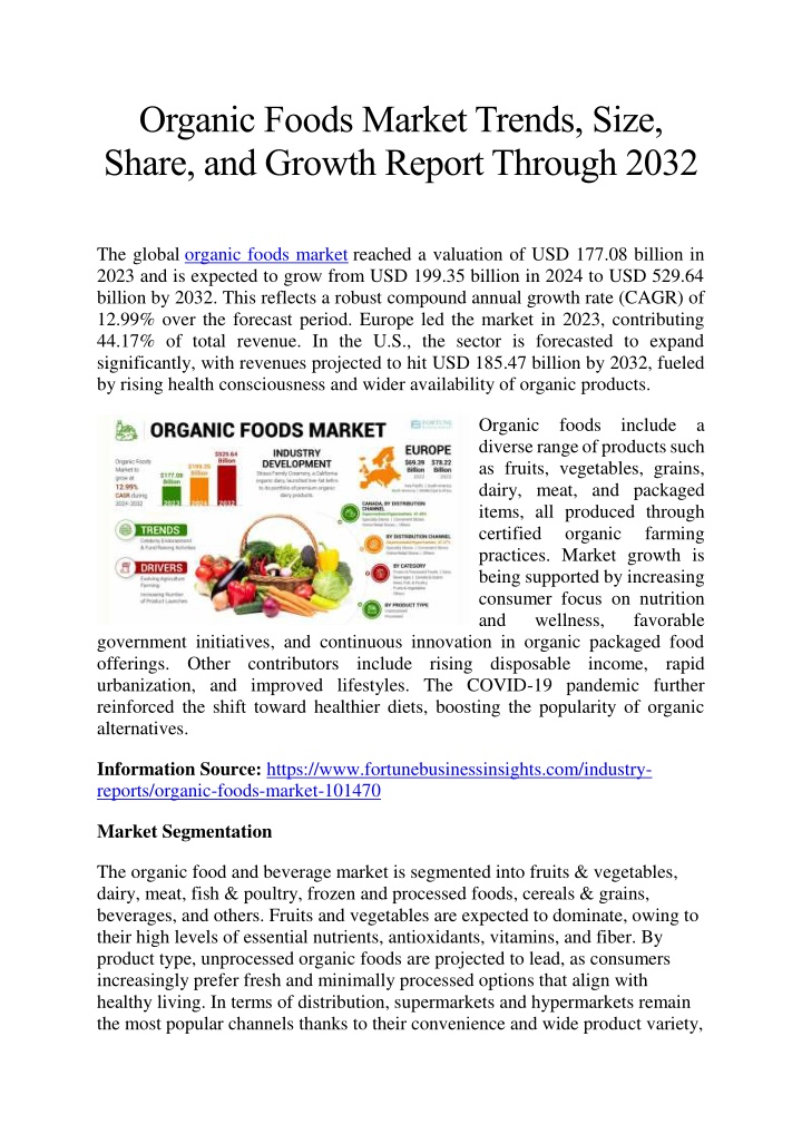 organic foods market trends size share and growth n.w