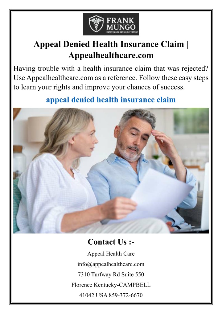 appeal denied health insurance claim n.w
