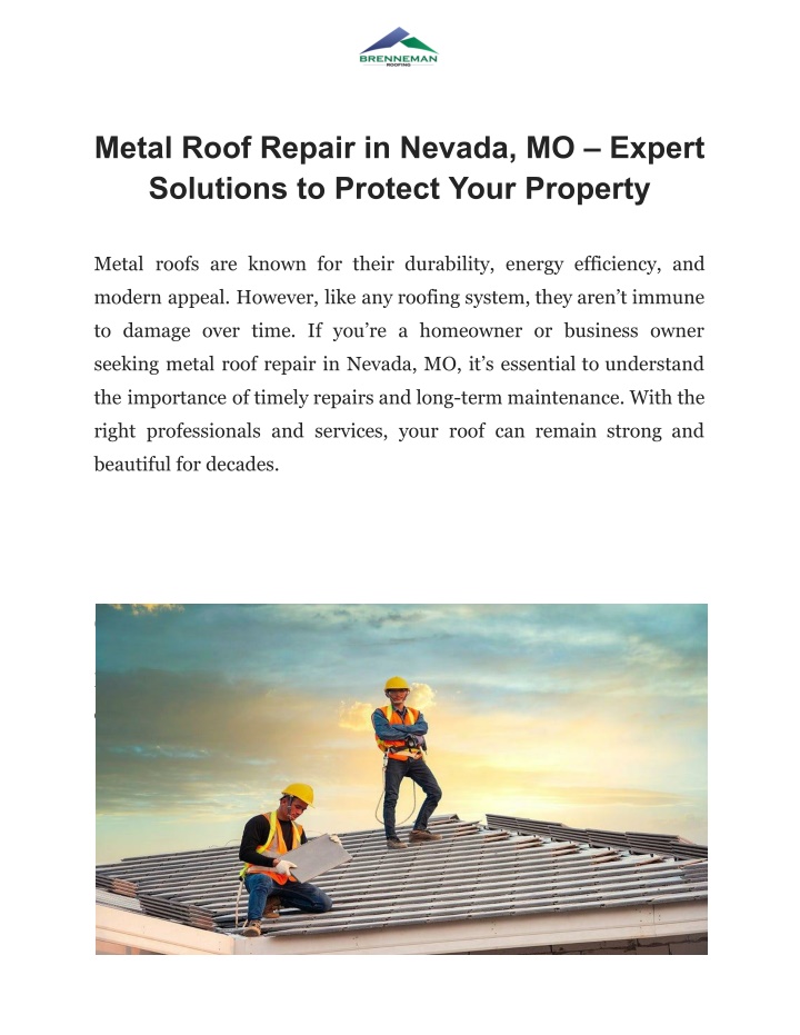 metal roof repair in nevada mo expert solutions n.w