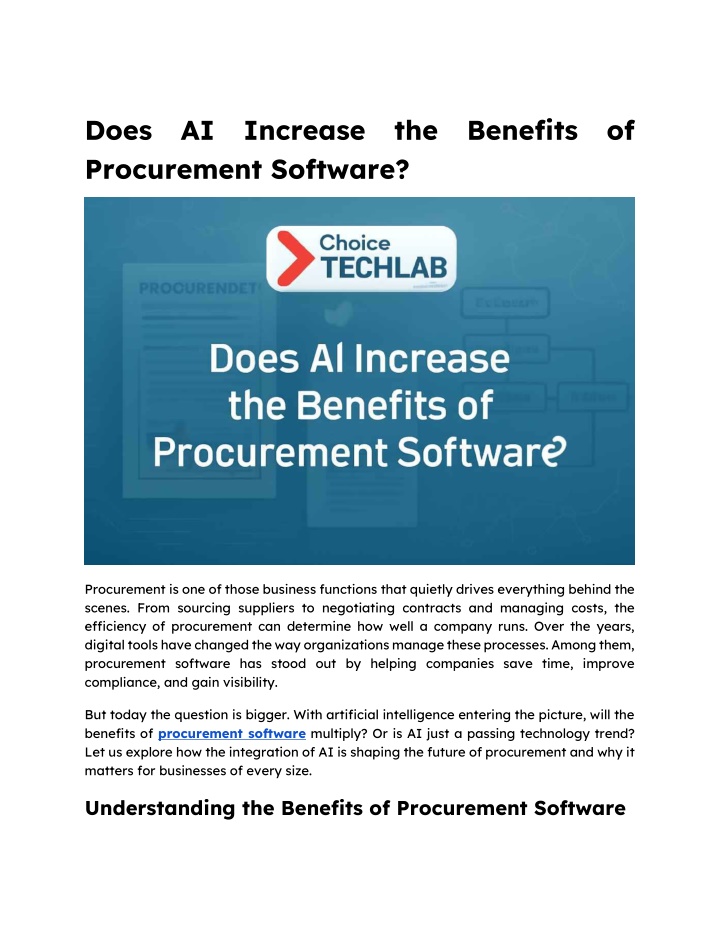 does ai increase the benefits of procurement n.w