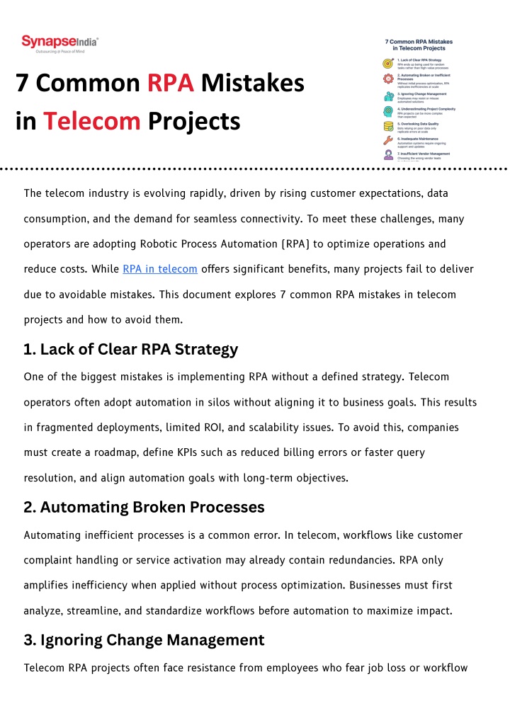 7 common rpa mistakes in telecom projects n.w