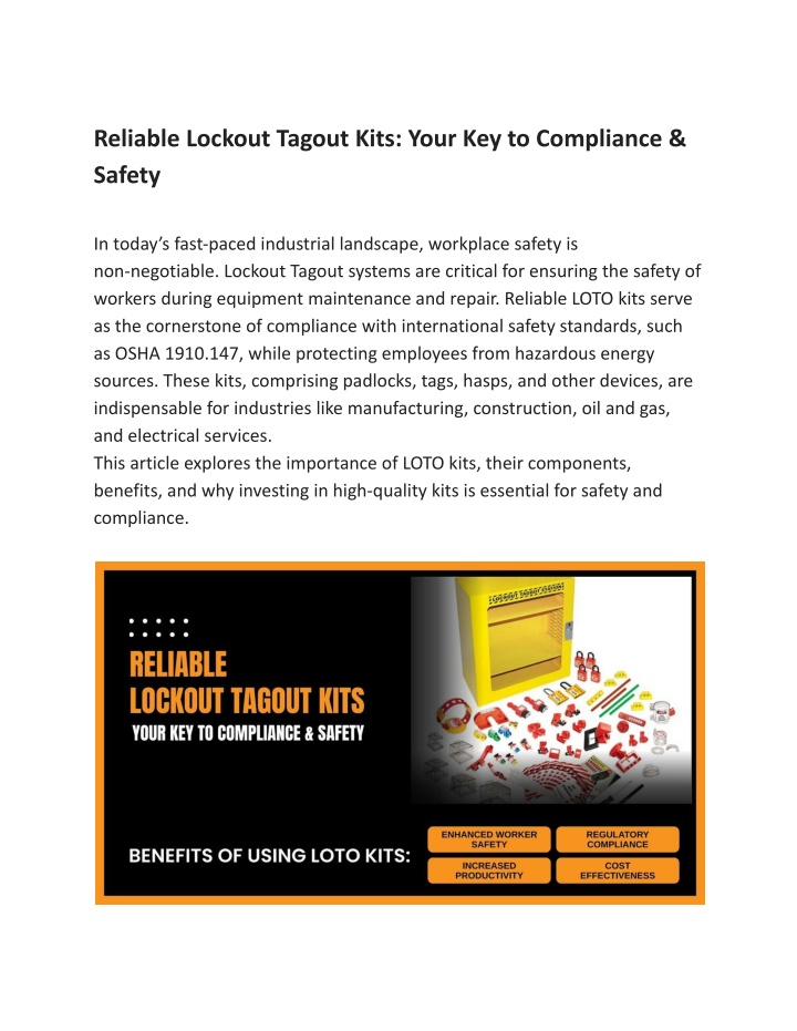 reliable lockout tagout kits your n.w