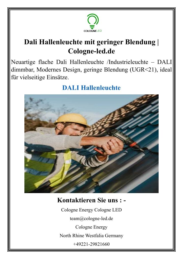 dali hallenleuchte mit geringer blendung cologne n.w