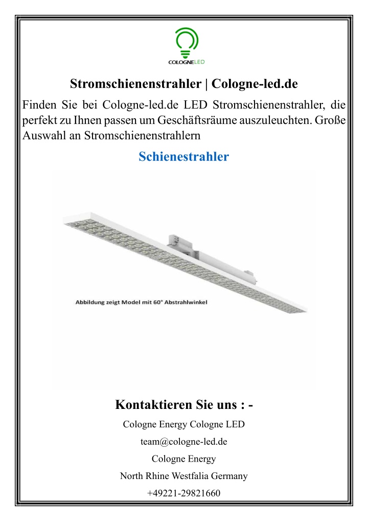 stromschienenstrahler cologne led de n.w