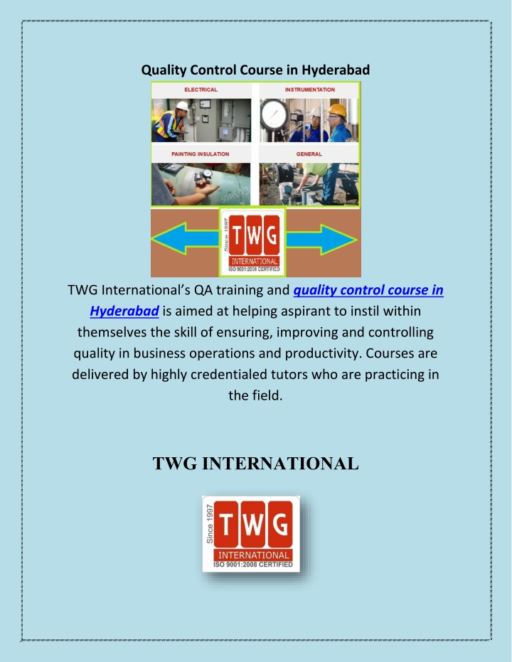 quality control course in hyderabad n.w