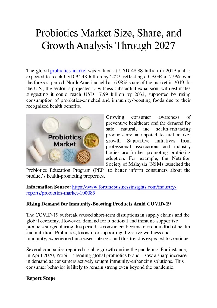 probiotics market size share and growth analysis n.w
