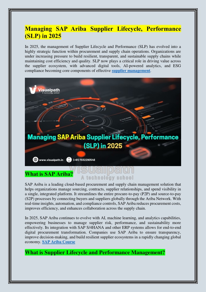 managing sap ariba supplier lifecycle performance n.w