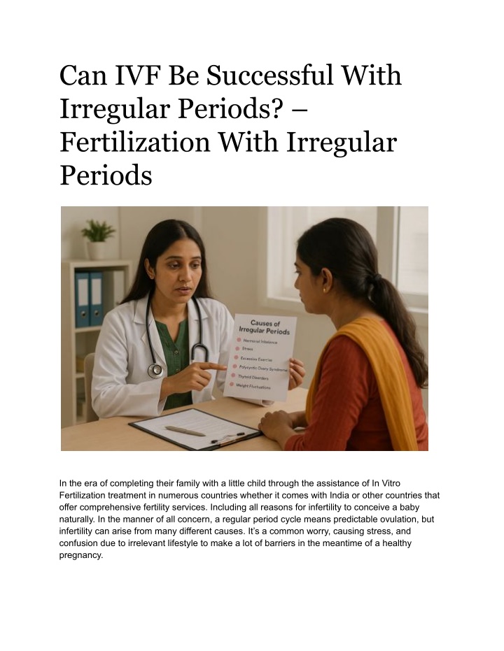 can ivf be successful with irregular periods n.w