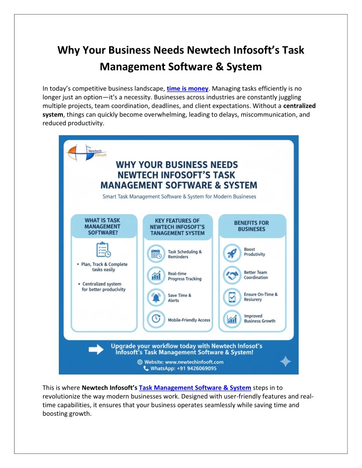 why your business needs newtech infosoft s task n.w