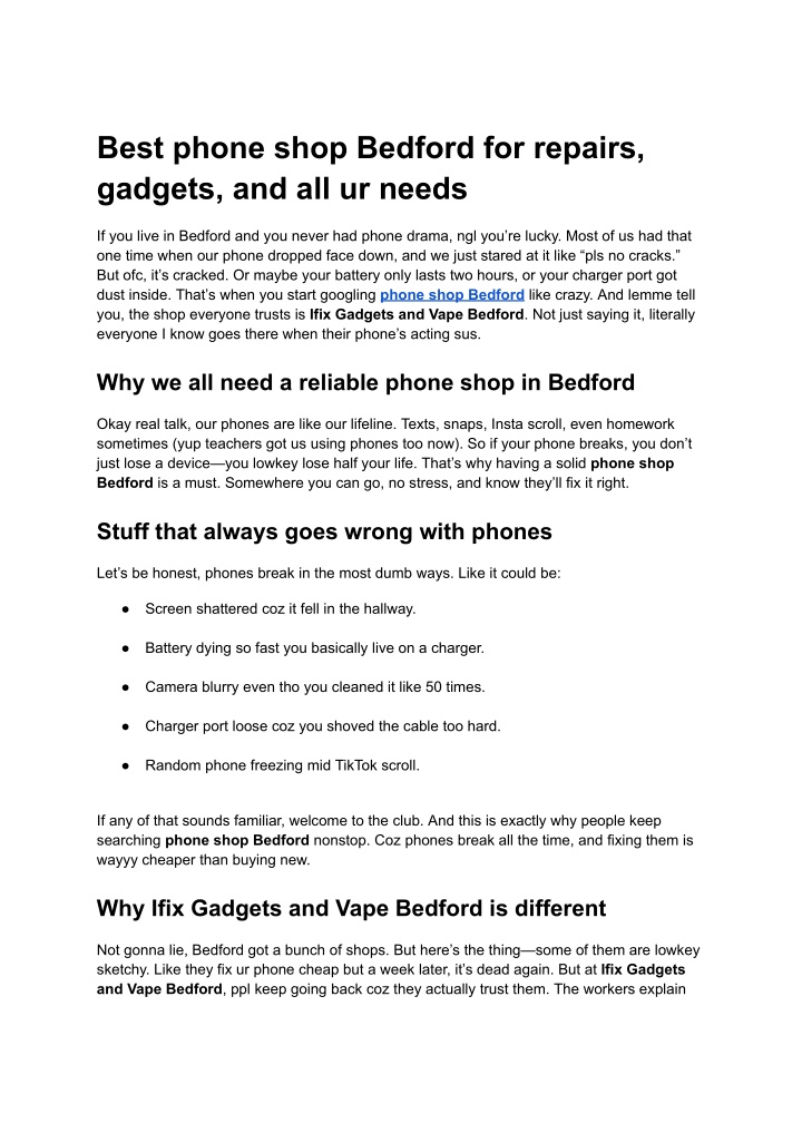 best phone shop bedford for repairs gadgets n.w