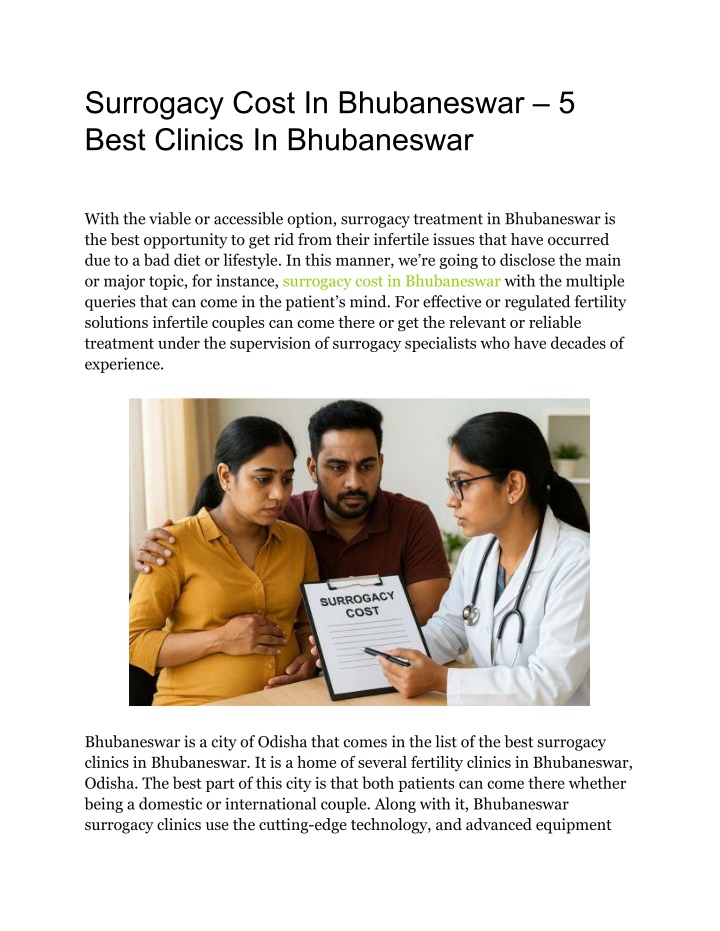 surrogacy cost in bhubaneswar 5 best clinics n.w