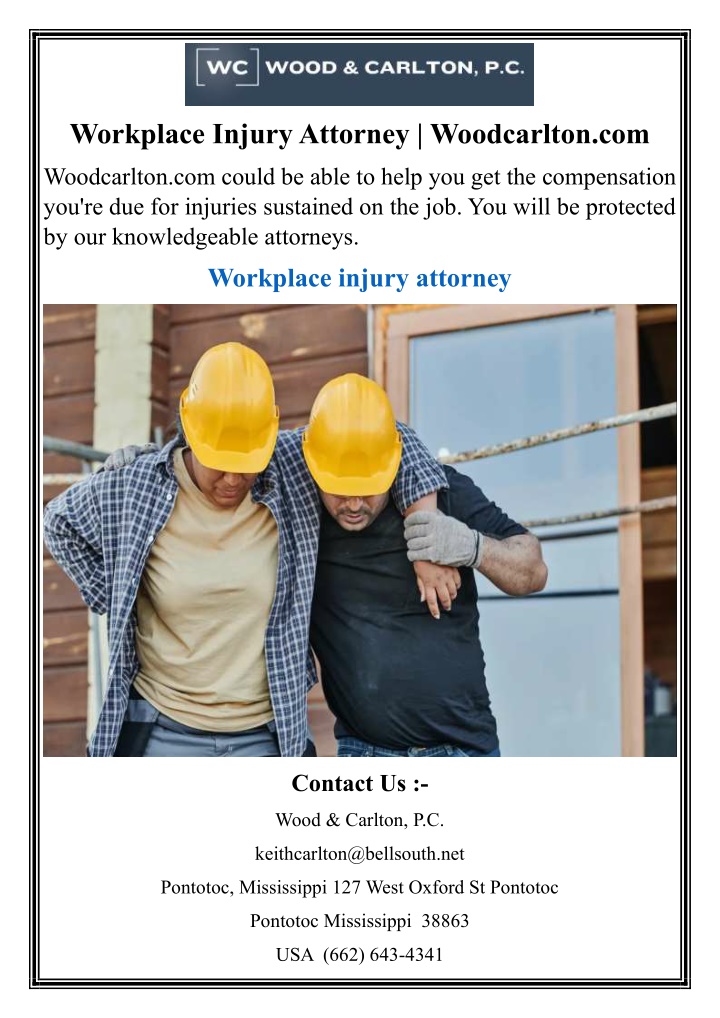 workplace injury attorney woodcarlton com n.w