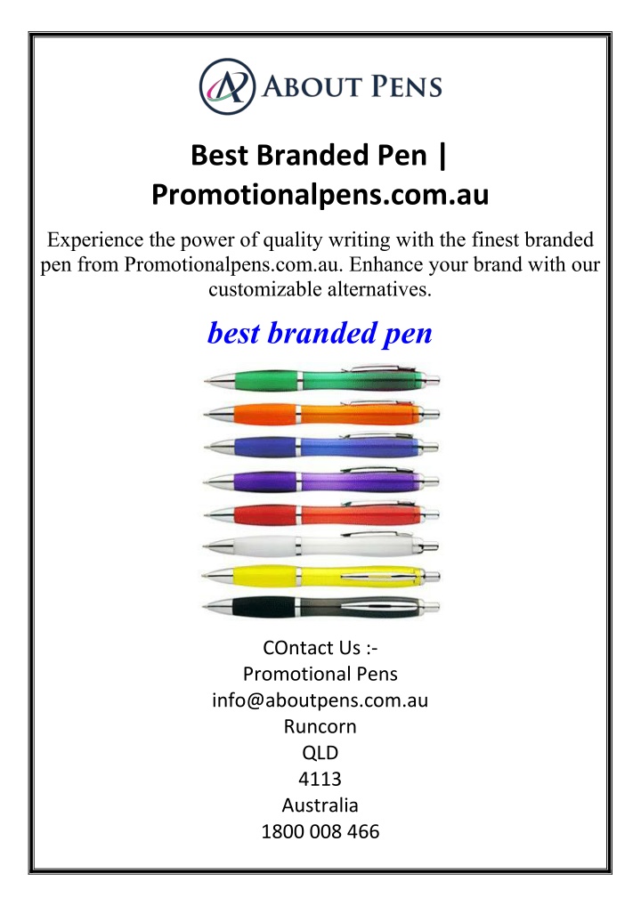 best branded pen promotionalpens com au n.w