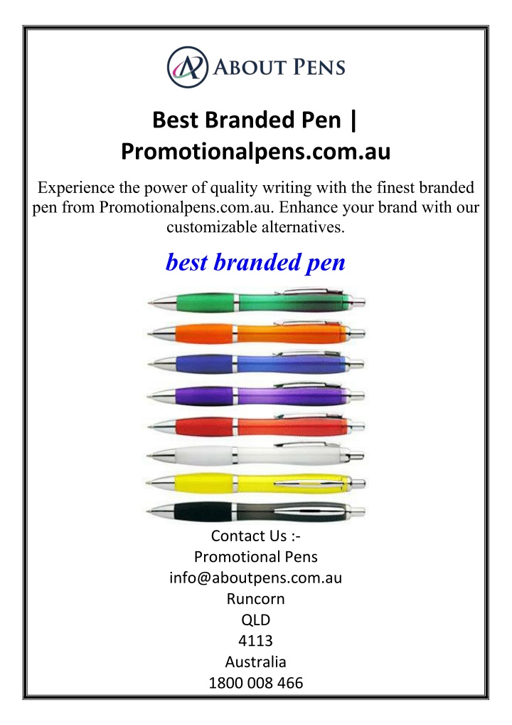 best branded pen promotionalpens com au n.w