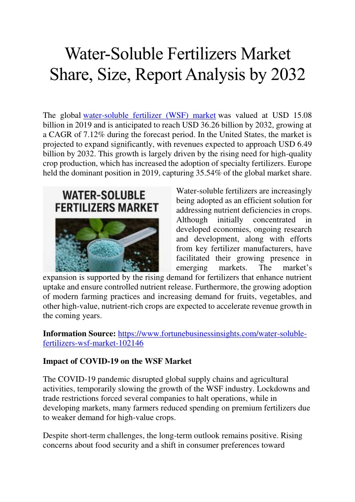 water soluble fertilizers market share size n.w