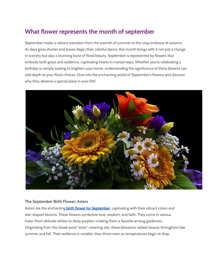 what flower represents the month of september n.w