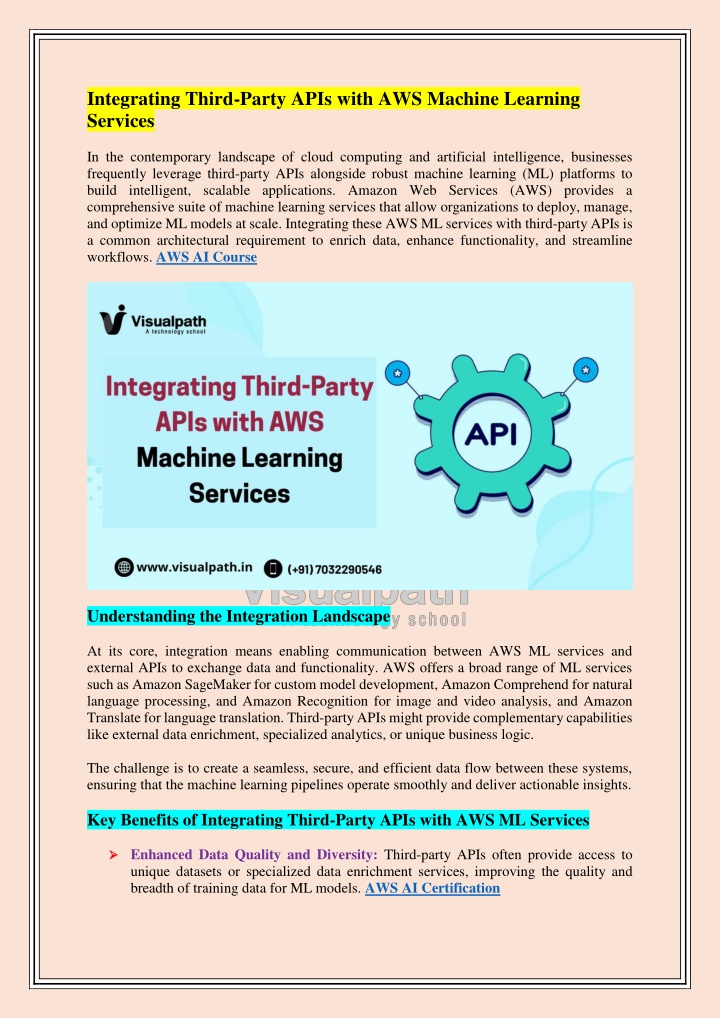 integrating third party apis with aws machine n.w