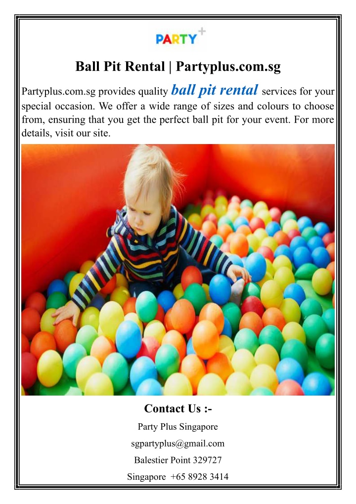 ball pit rental partyplus com sg n.w