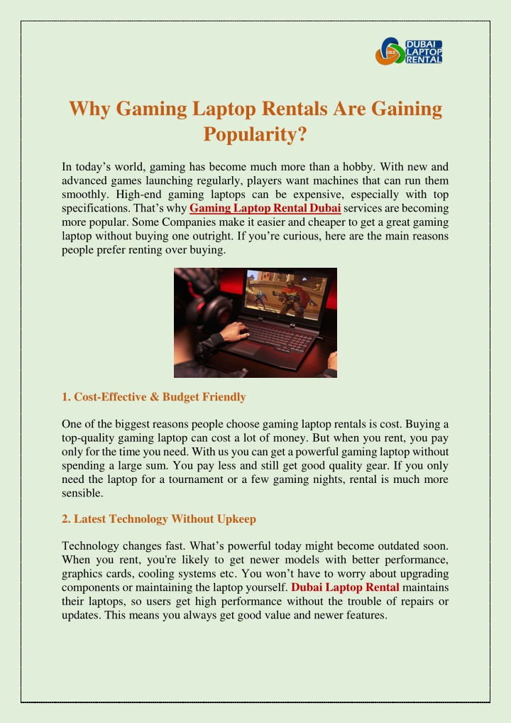 why gaming laptop rentals are gaining popularity n.w