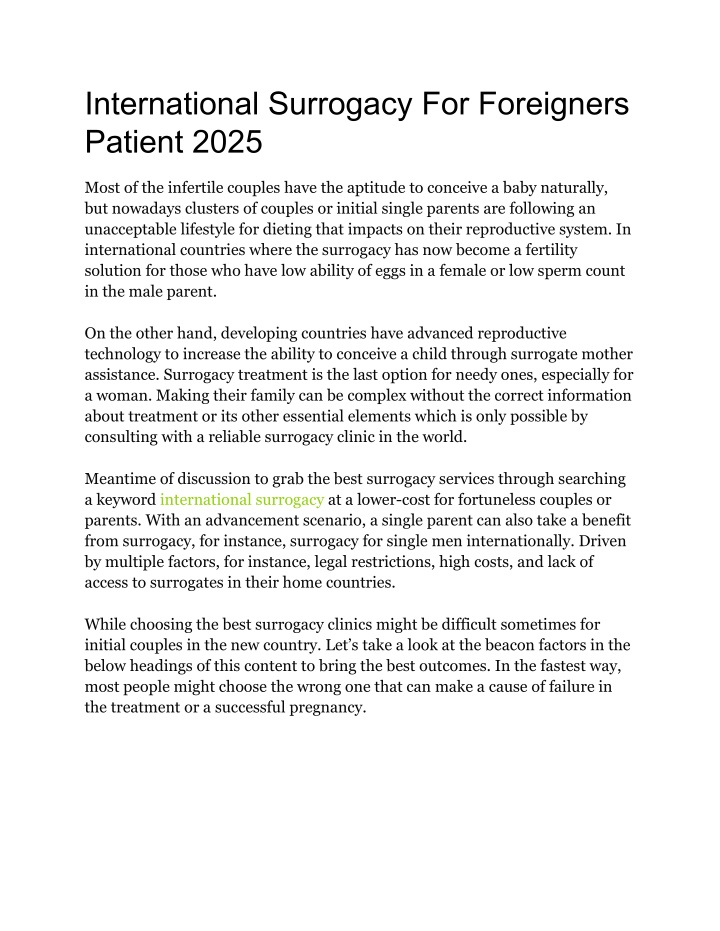 international surrogacy for foreigners patient n.w