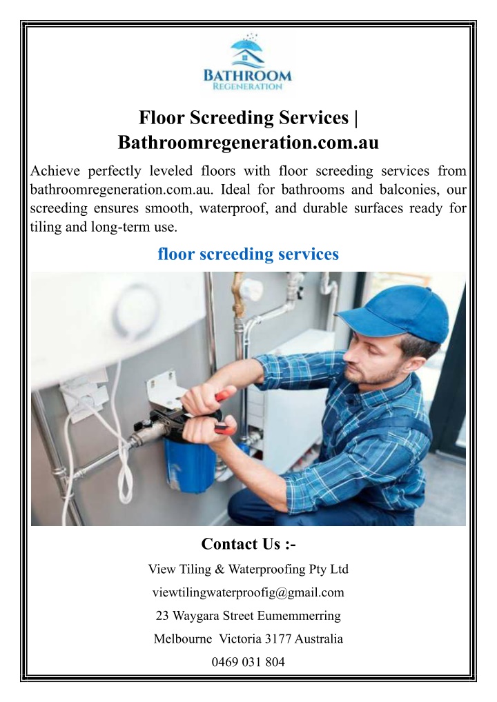 floor screeding services bathroomregeneration n.w