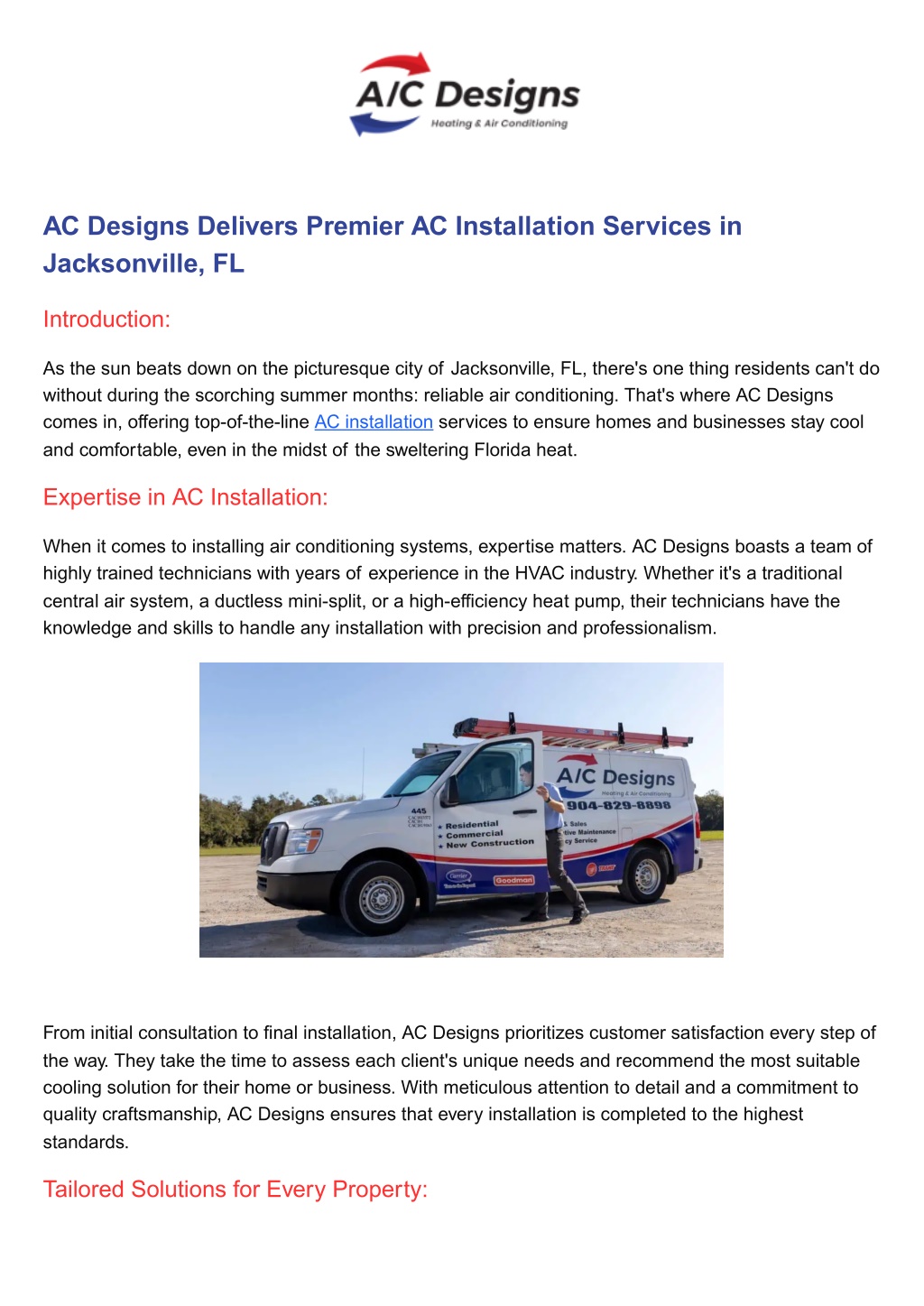 ac designs delivers premier ac installation l.w