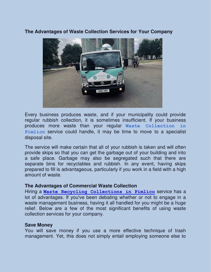 the advantages of waste collection services n.w