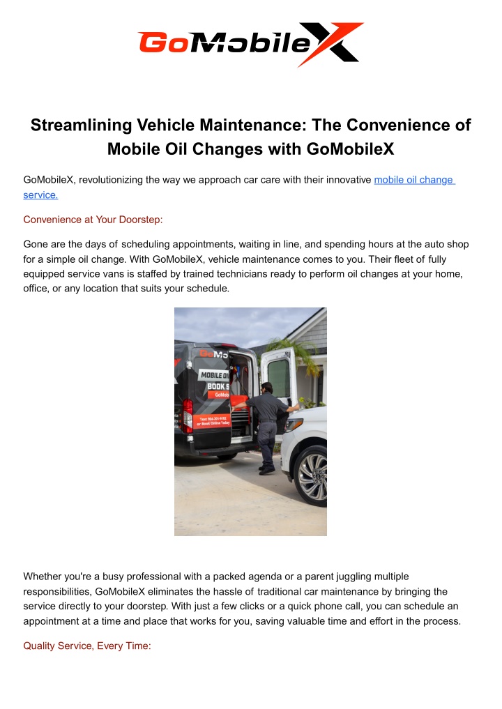 streamlining vehicle maintenance the convenience n.w