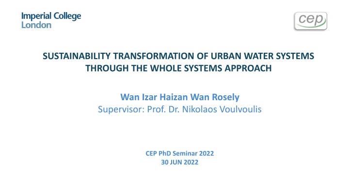 sustainability transformation of urban water n.