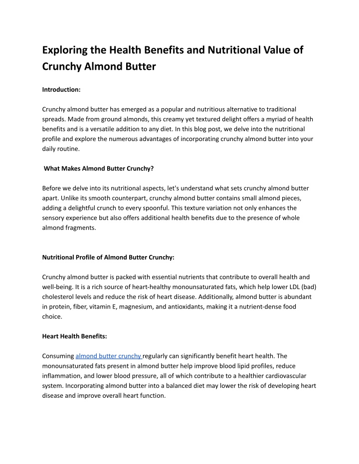exploring the health benefits and nutritional n.w