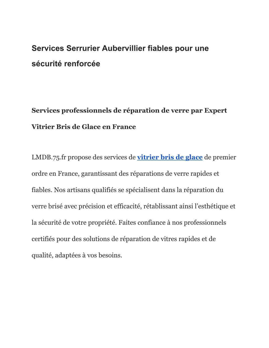 services serrurier aubervillier fiables pour une l.w