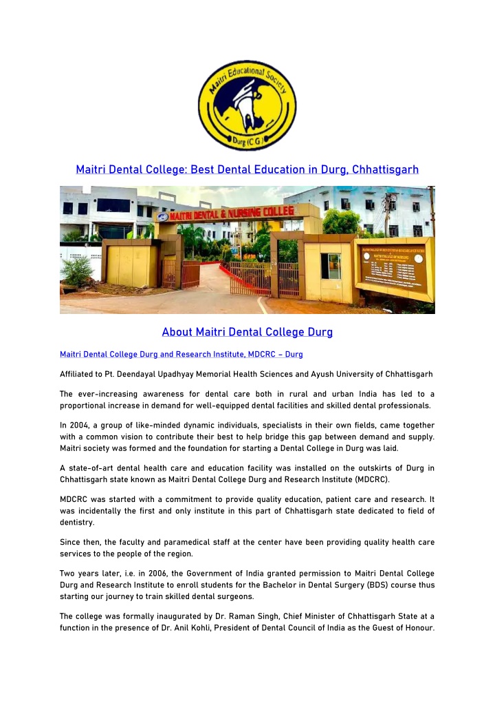 maitri dental college best dental education n.w