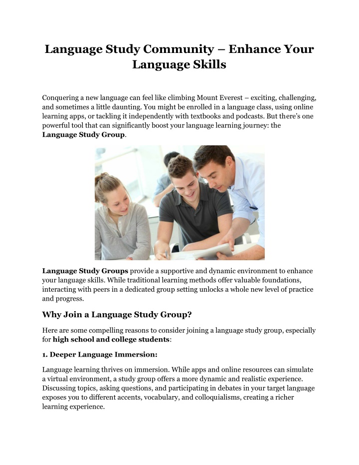 language study community enhance your language n.w