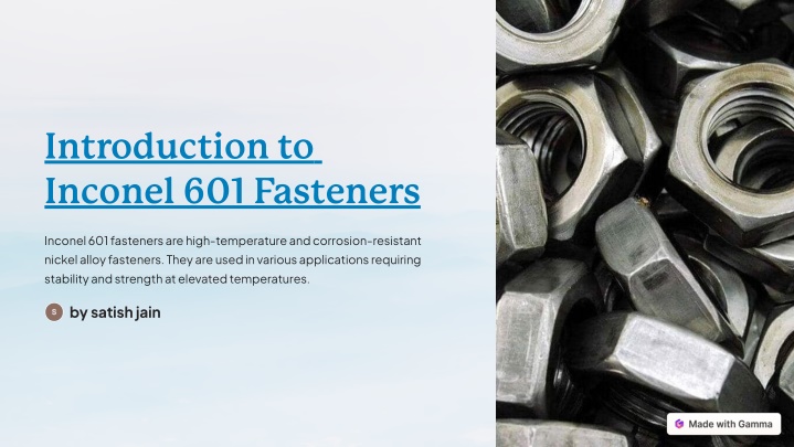 introduction to inconel 601 fasteners n.w