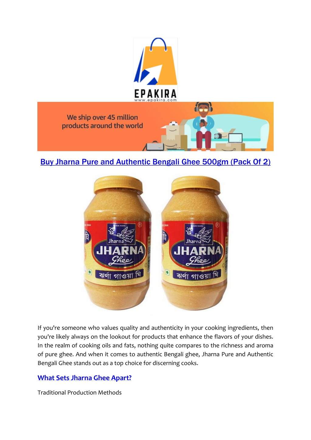 buy jharna pure and authentic bengali ghee 500gm l.w