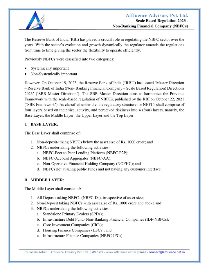 affluence advisory pvt ltd n.w