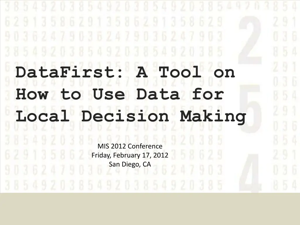 PPT - Data first: A Tool on How to Use Data for Local Decision Making