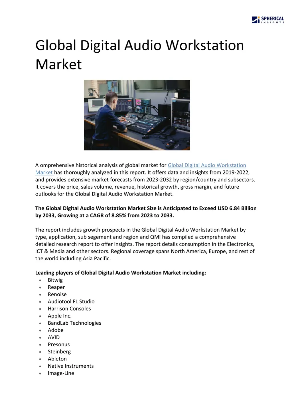 global digital audio workstation market n.