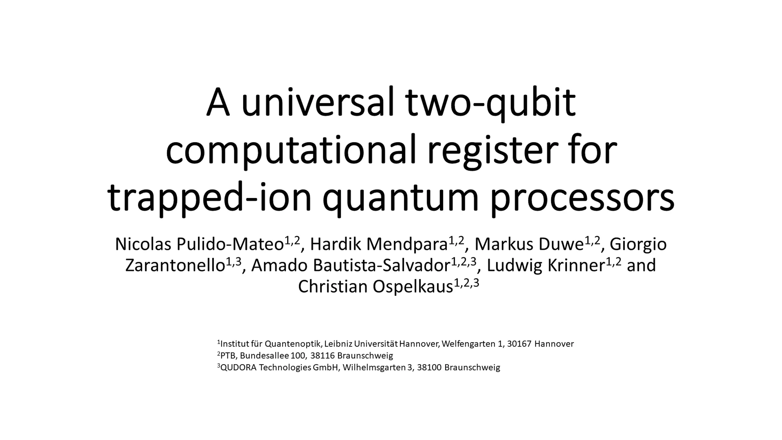 Universal Two-Qubit Computational Register for Trapped Ion Quantum Processors