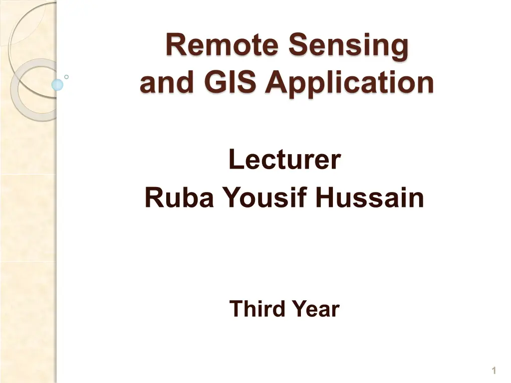 PPT - Remote Sensing and GIS Applications