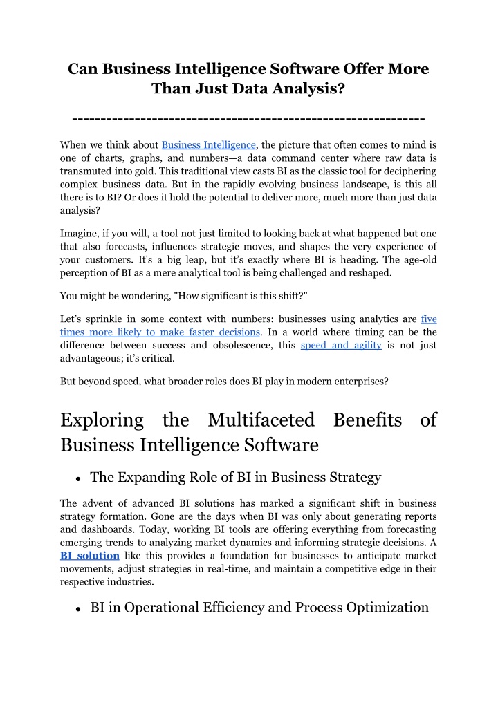 can business intelligence software offer more n.w