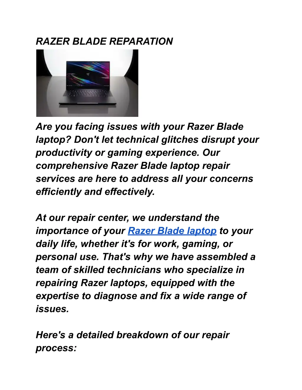 razer blade reparation n.