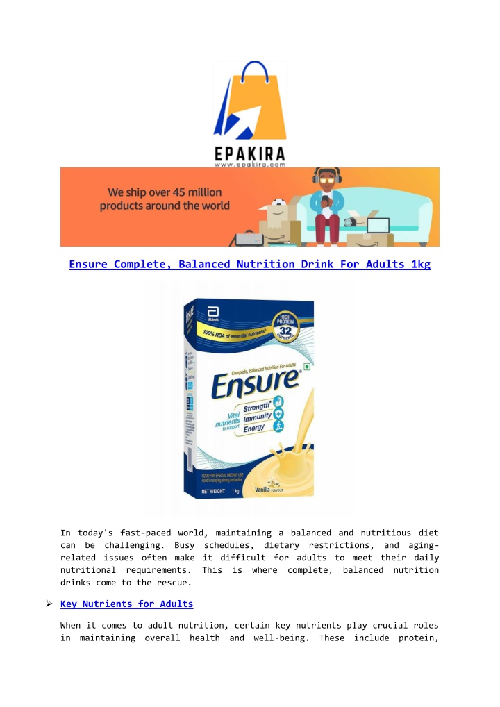 ensure complete balanced nutrition drink n.w