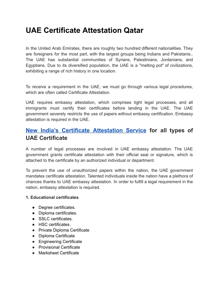 uae certificate attestation qatar n.w