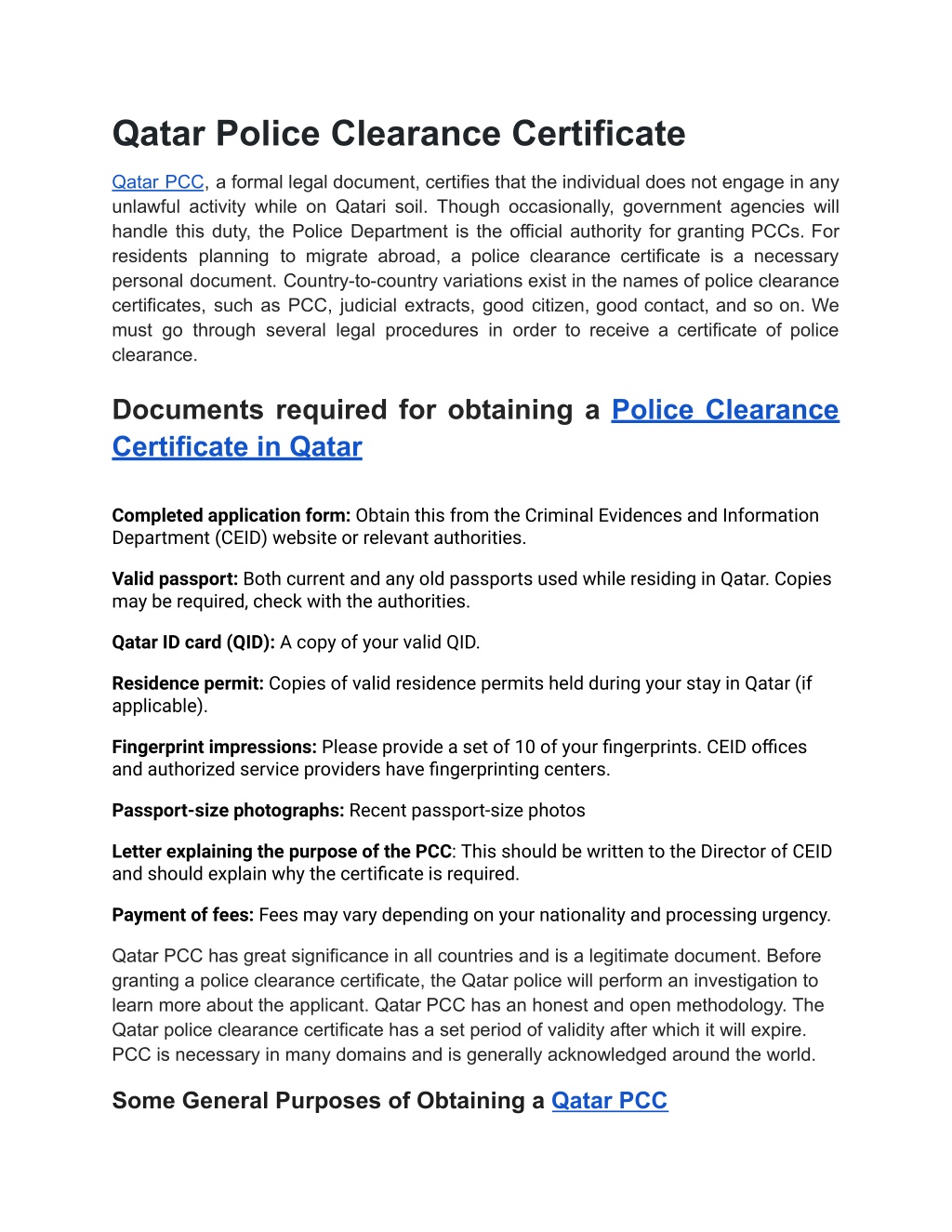qatar police clearance certificate l.w
