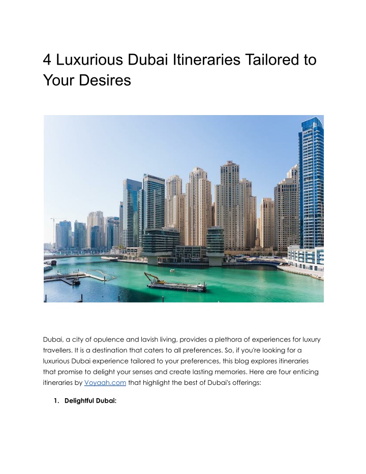 4 luxurious dubai itineraries tailored to your n.w